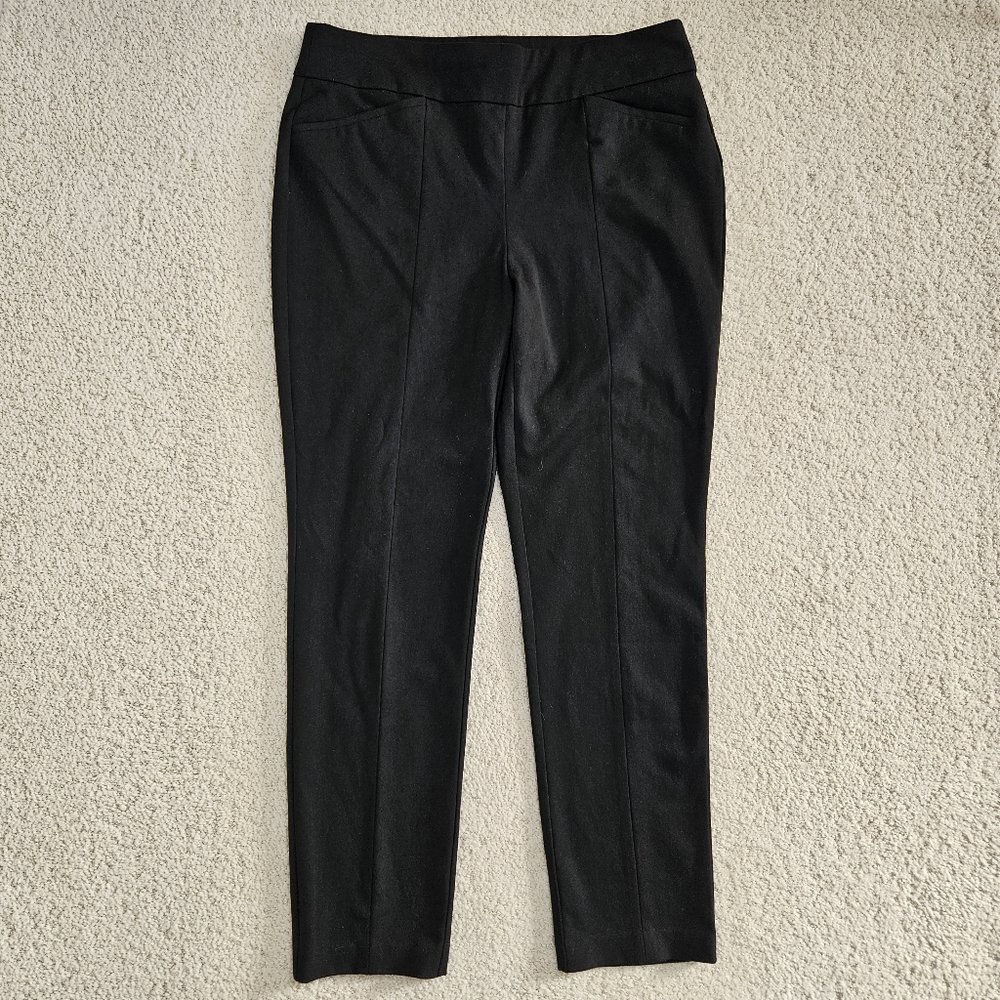 Chicos So Slimming Pants Pull On Black Large 12 2 Career Office Stretch Pockets